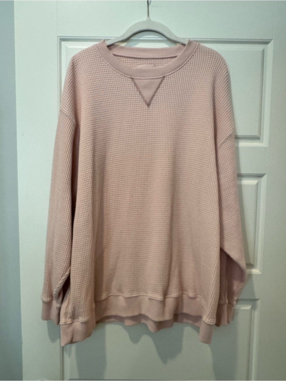 Aerie XL Pink Waffle Knit Sweatshirt